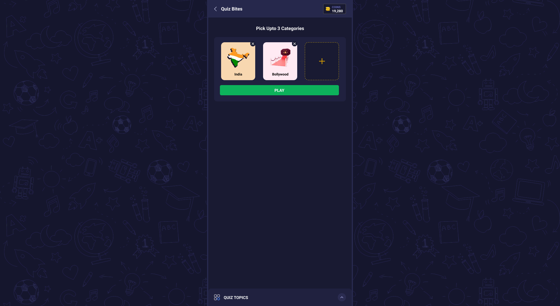Quiz Bites Screen Overview